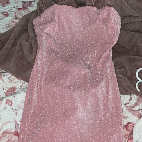 Brand new OOTDFASH pink mini sparkly dress size large, - Picture 3 of 3